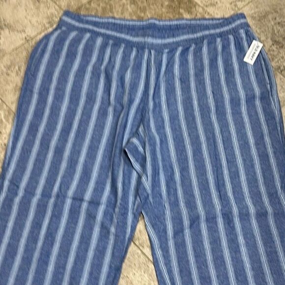 Old Navy Women's Blue Stripe High-Waisted Linen Blend Wide Leg Pants XXL NEW - Picture 3 of 11